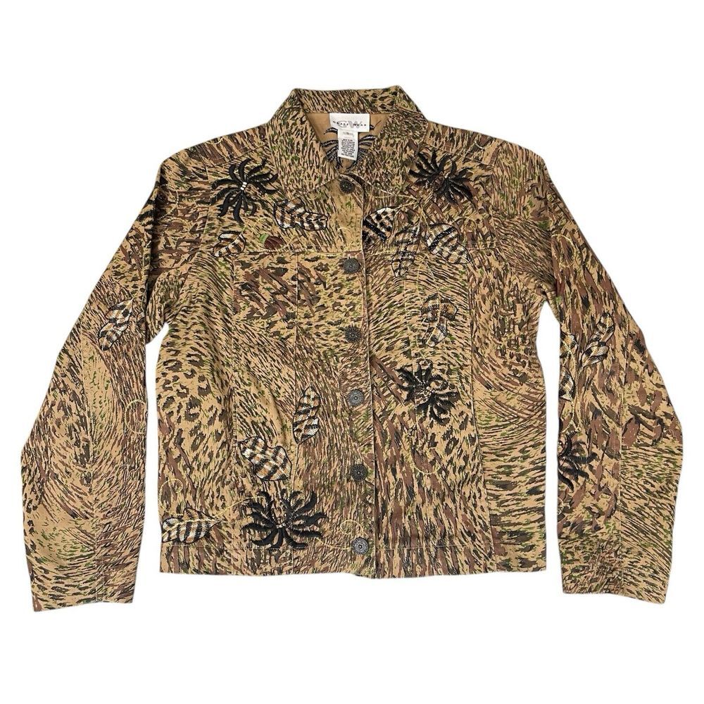 Graff Wear Jacket Blazer Womens Small Embroidered Beaded Maximalist‎ Leopard